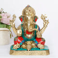 Artvarko Brass Ganesh Idol Mangalkari Ganesha Murti for Home Decor Entrance Office Mandir Gift Height 8.5 Inches
