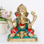 Artvarko Brass Ganesh Idol Mangalkari Ganesha Murti for Home Decor Entrance Office Mandir Gift Height 8.5 Inches