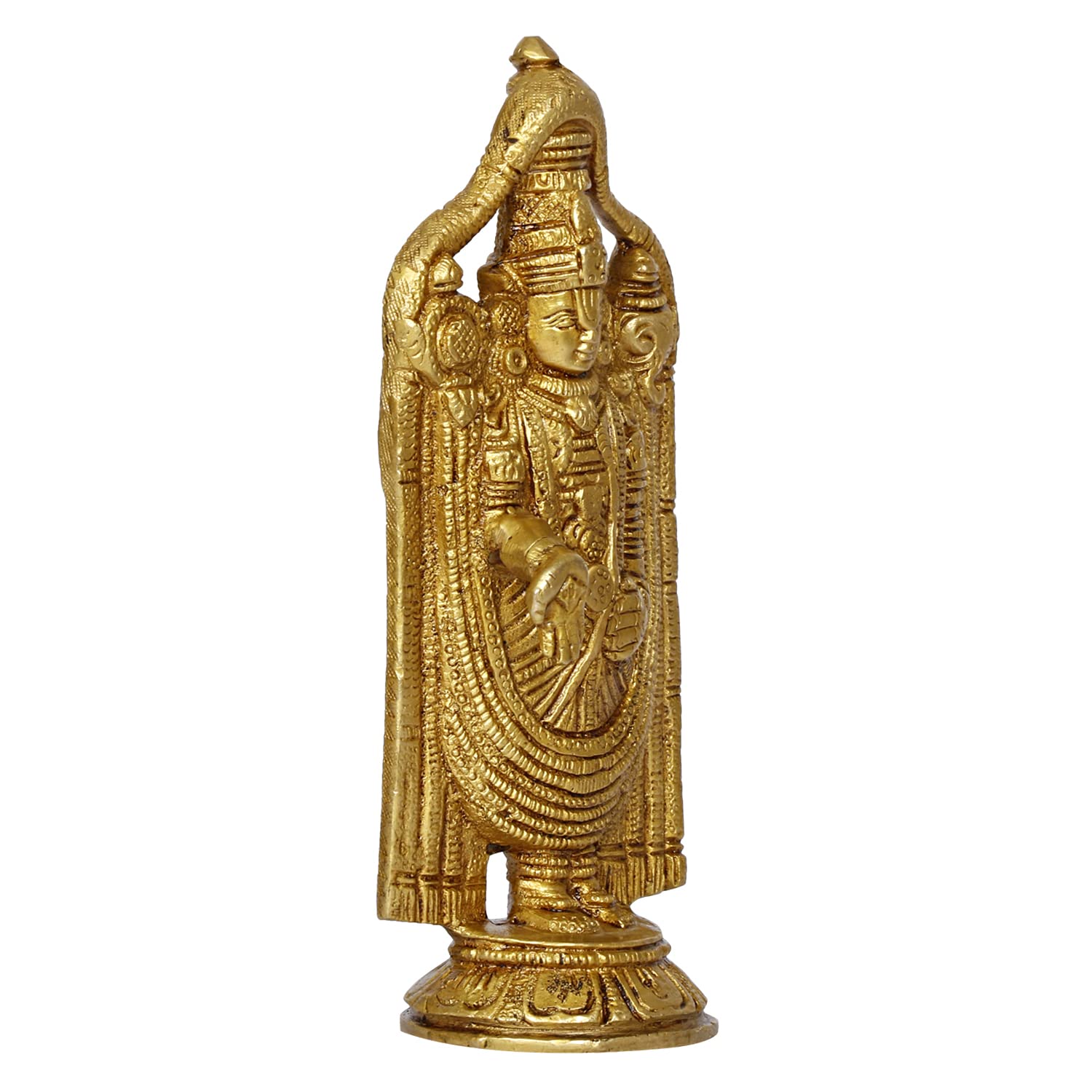 ARTVARKO Brass Venkateshwara Bala Ji Idol South Indian God Tirupati Balaji Statue Vastu Home Office Temple Gold Color 8 Inch.
