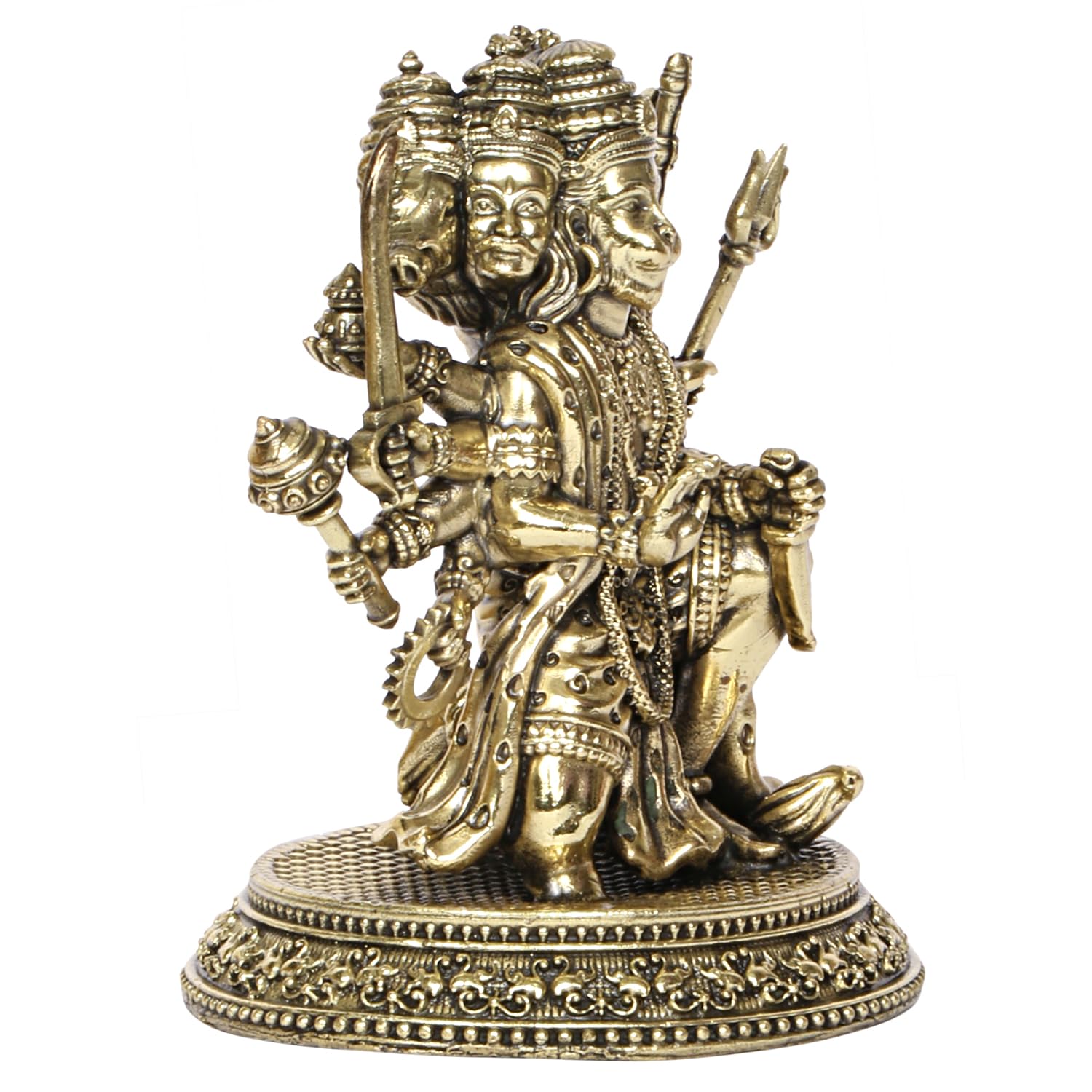 SVARUP Brass Panchmukhi Hanuman Ji Murti Lord Meditation Balaji Bajrangbali Bahubali Sankat Mochan Bhagwan Idol Height 4.5 Inches