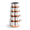 Sumeet Stainless Steel Copper Bottom Belly Shape 5 Pc Tope/Cookware/Pot Set with Lid 1.1Ltr, 1.4Ltr 1.75Ltr, 2.4Ltr, 3Liters (Silver)