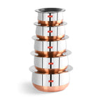 Sumeet Stainless Steel Copper Bottom Belly Shape 5 Pc Tope/Cookware/Pot Set with Lid 1.1Ltr, 1.4Ltr 1.75Ltr, 2.4Ltr, 3Liters (Silver)