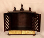 Wood To Cart Beautiful Wooden & Brass Temple/Pooja Mandir for Home and Office/Wall Mounted Temple/Puja Stand(Black Brass - 18x9x22 inches)