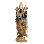 ARTVARKO Big Brass Tirupati Balaji Venkateshwara Idol Vishnu Chakra Namah Shankh Statue Murti Lord Srinivasa Pooja Vastu Religious Idol for Home Office Temple Decor 46 Inch
