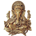 Prince Home Decor & Gifts Metal Ganesh Idol Statue Wall Hanging for Home Décor (Gold, 25.5 X 21.5 x 3 cm).