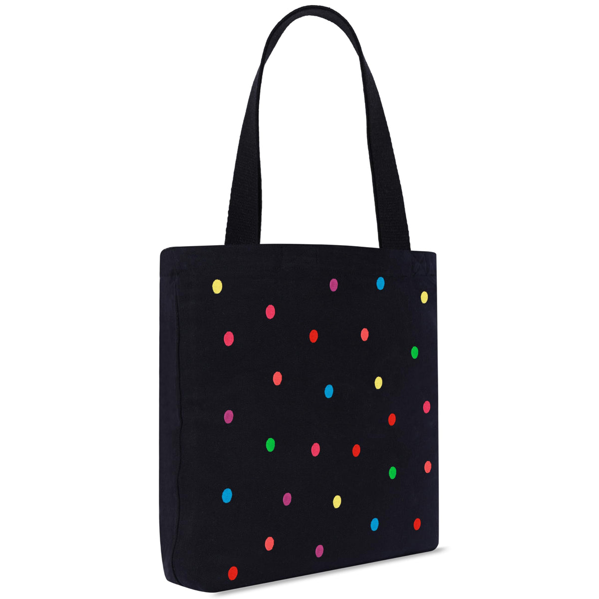 MASQ by Q-One Cute Genes Foldable Reusable Tote Bag for Women with Zip | College Bag for Girls | 100% Organic Canvas Tote for Shopping, Travel & Beach | (Polha Black)