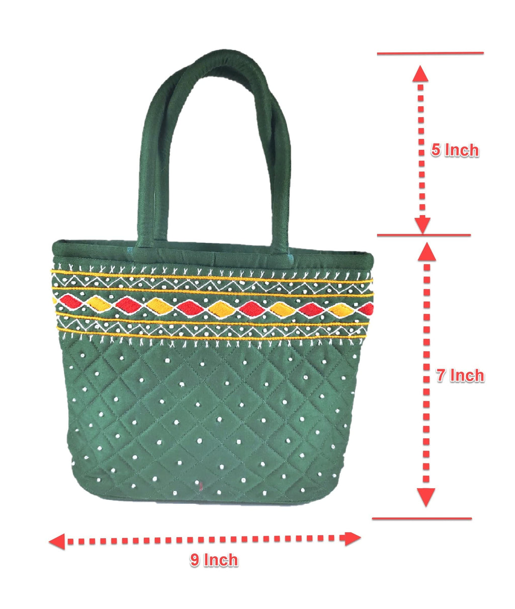 srishopify handicrafts MINI hand bags small size stylish Banjara Traditional Mini Hand carry bag Purse Cotton handmade 9x7x3 Inch (original Beads and Thread Work Purse)