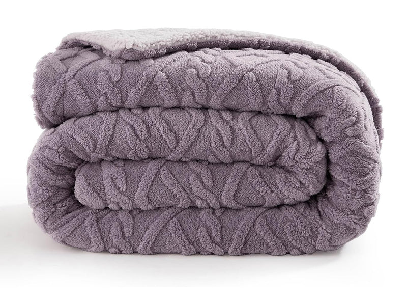 A Brand New - Umi Flannel Coral with Sherpa Luxurious Super Warm Reversible Single Bed Blanket for Winter 500GSM Quilt Rajaai - Color- Levender, 220 x 150 Cm, Weight- 2kg Kafalo