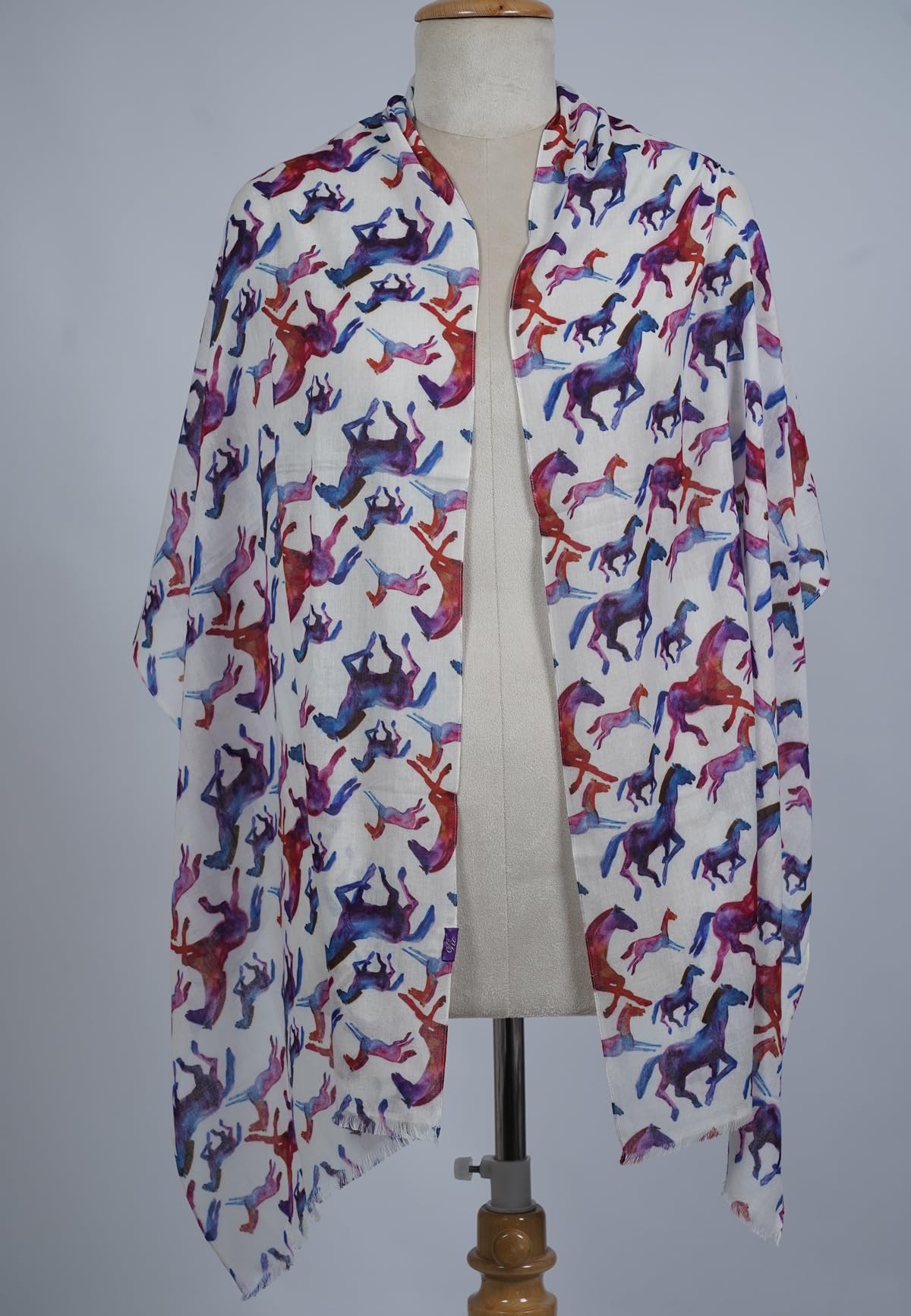 VIC Cotton Modal Digital Print Scarf for Women | Digital Print Designer Stole | Soft Lightweight Luxury Wrap | Premium Cotton Modal Blend | 55 x 170 cm | VIC-SM-DP5517 (watercolor horse)