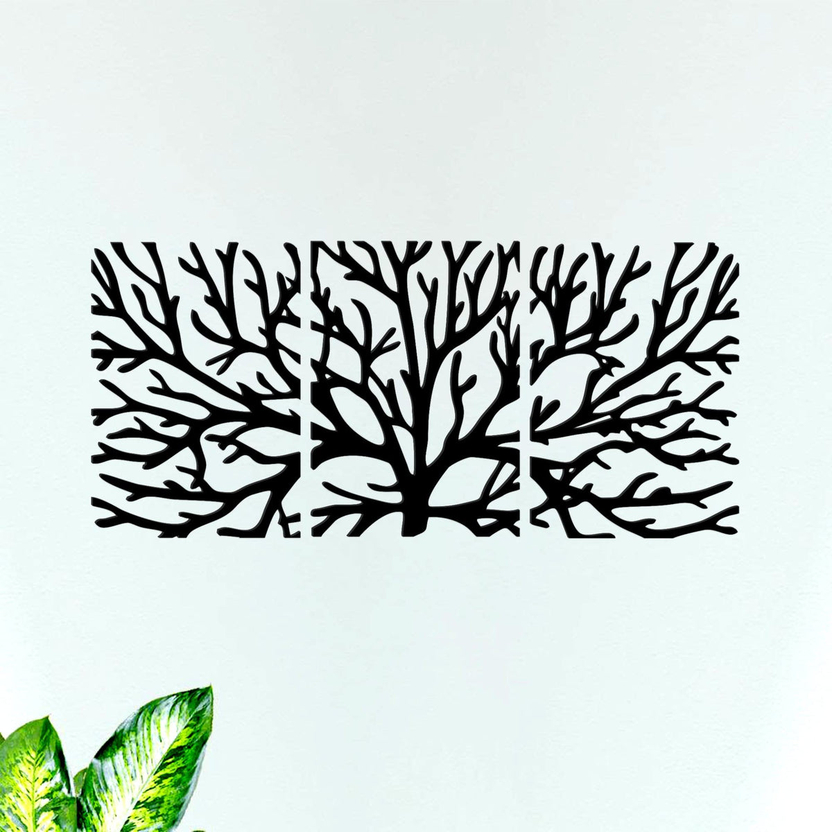 VIBECRAFTS Black Color Tree Branches MDF Wooden Wall Hanger for Home Decor|Office|Gift (WHVC1Pcs1_50020)