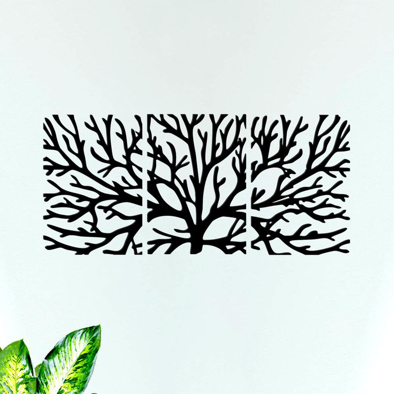VIBECRAFTS Black Color Tree Branches MDF Wooden Wall Hanger for Home Decor|Office|Gift (WHVC1Pcs1_50020)