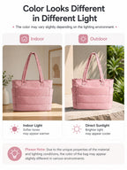 Tressential Puffer Tote Bag for Women, Lightweight, 20L Capacity with 15.6 inch Laptop Compartment, Side Pockets, Office, College and Travel (Pink)