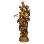 Svarup Brass Krishna Bhagwan Idol Murli Kishan Murti Playing Bansuri Gift for Home Mandir Decor Marriage Height 29 Inch Weight 16 Kg Antique Gold