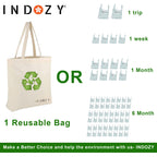 INDOZY Cotton Tote Bags Bulk Shopping Bag for Crafts, DIY Reusable Grocery Bag, 15 X 17 Inch Set of 5 Bags