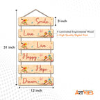 Artvibes Smile Love Live Happy Decorative Wall Hanging Ornaments | Quotes Decor Item | Wall Poster | Office Decor | Inspirational Quotes Wall Art | Mdf Wall Decoration | Gift Items (WH_3239N)