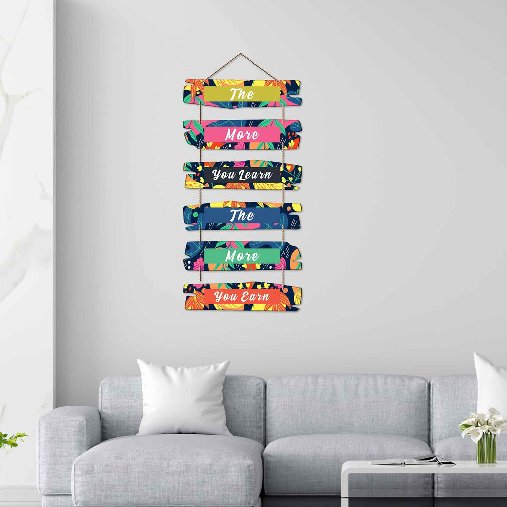 Artvibes The More You Learn Printed Wooden Wall Hanging | Quotes Decor Item | Wall Illustrations | Office Decor | Inspirational Quotes Wall Art | Mdf Wall Decoration | Gift Items (WH_3227N)