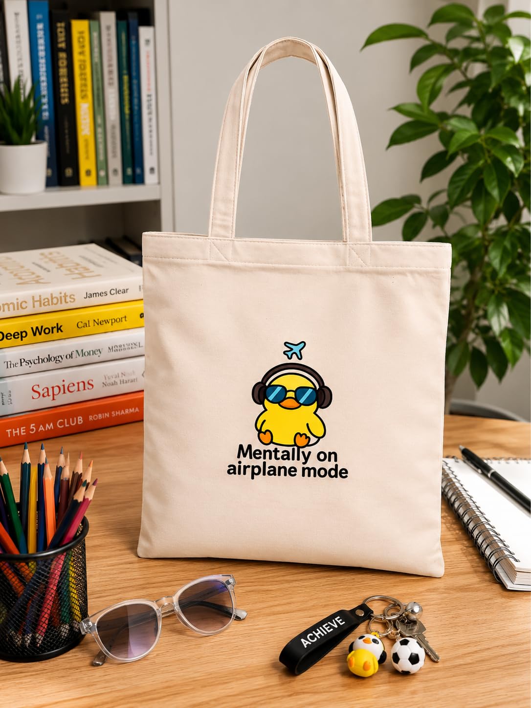 CANVAS COTTON TOTE BAG DESIGN AEROPLANE MODE