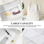 Street27 Womens Korean Canvas Corduroy Tote Bag Casual Work Shoulder Handbags|Multi-Purpose Bag |Sturdy Canvas Bag With Large Capacity|Shopping Bag For Office, College & Daily Use (Beige)