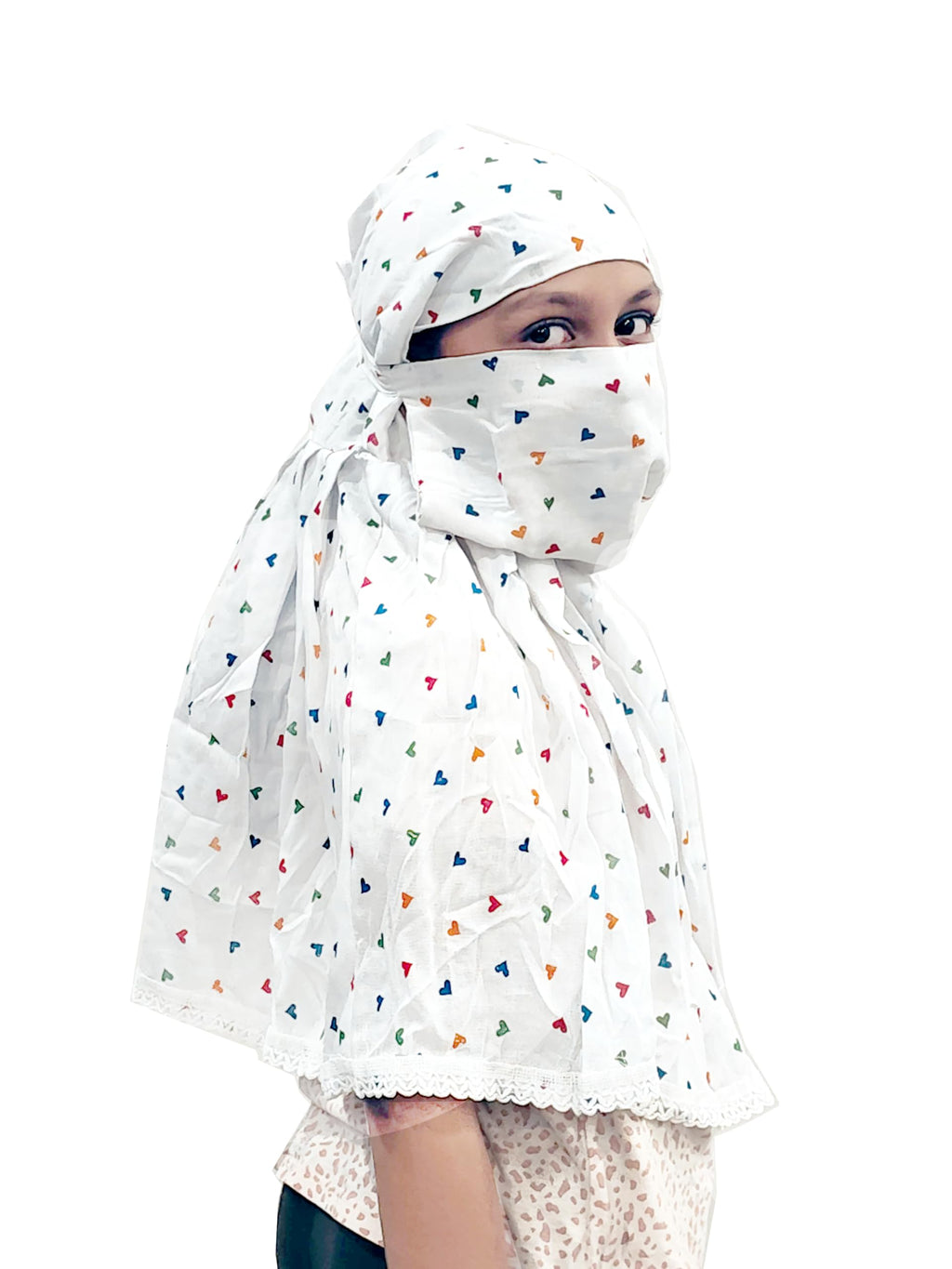 Hetzon Sales Girl's Scarf | Cotton Made for Full Face Cover | Head Cover | Hair Face Protection | Sun Protection | Dust Protection (Colour Heart Baby Scarf)