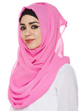 Momin Libas Women's Georgette Hijab and Scarf (HCT42317, Pink, Free Size)