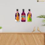 Artvibes Rajasthani Puppet Dance Decor Bottle shaped Wooden Wall Hanging | Living Room | Office | Wall Art Painting For Hall | Graphic Artwork | Wall Art Print | Ideal Gifts (WH_9529N), Set of 3
