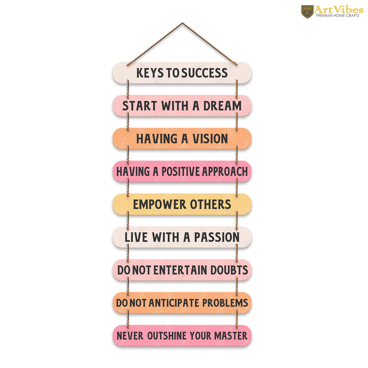 Artvibes Keys to Success Quotes MDF Wood Wall Hanger Ornaments | Quotes Decor Item | Motivational Wall Decor | Wall Accent | Graphic Art | Gift Items | Office Wall Decoration Items (WH_9321N)