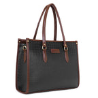 Pramadda Pure Luxury Bianca Laptop Tote bag for women office use | Large Handbags for woman | Stylish Tote bags for college | Bags for women latest. (Bold Black)
