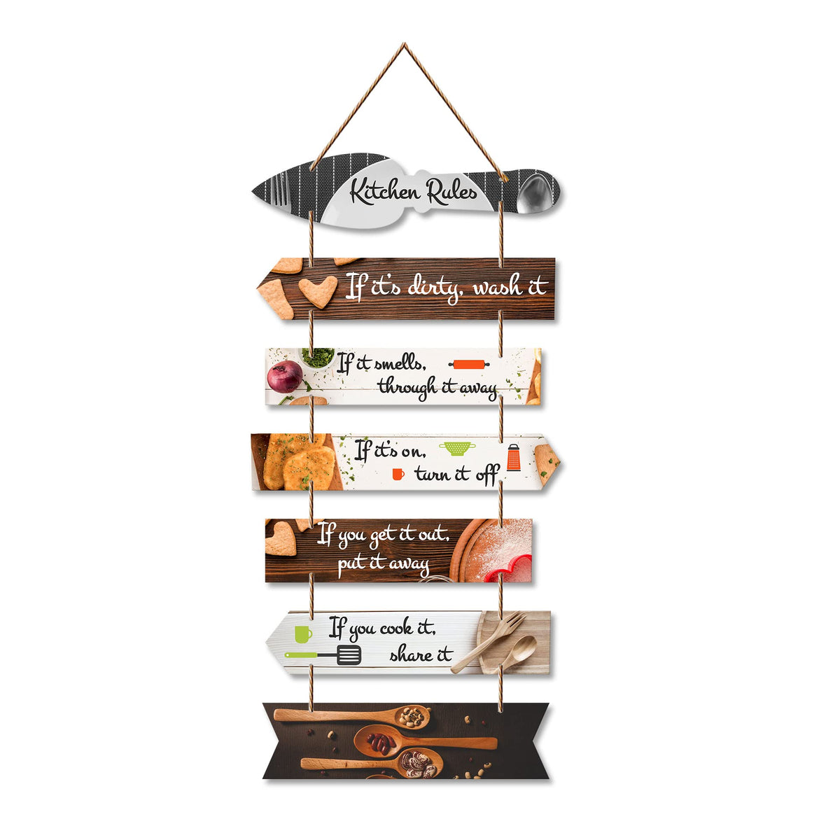 Artvibes Kitchen Rules Printed MDF Wooden Wall Art For Cafe | Kitchen | Restaurants | Quotes Decor Item | Kitchen Quotes Wall Hanging | Wall Poster | Modern Artwork | Art Print | Gift Items (WH_7005N)