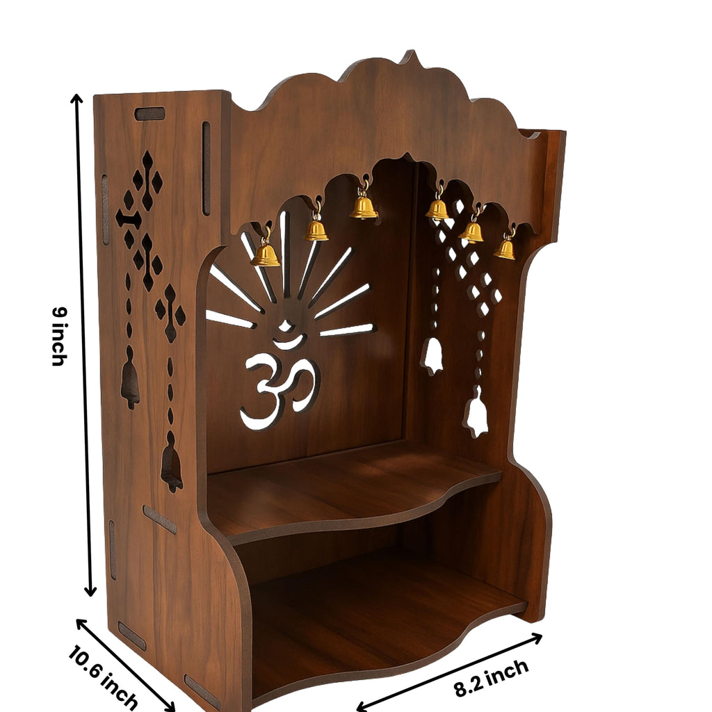 HOMEWEY DECOR Wooden Home Temple Handcrafted Support Heavy Idols Luxurious Finish Pooja Mandir for Home and Office Wall Mount for Room (Design2)