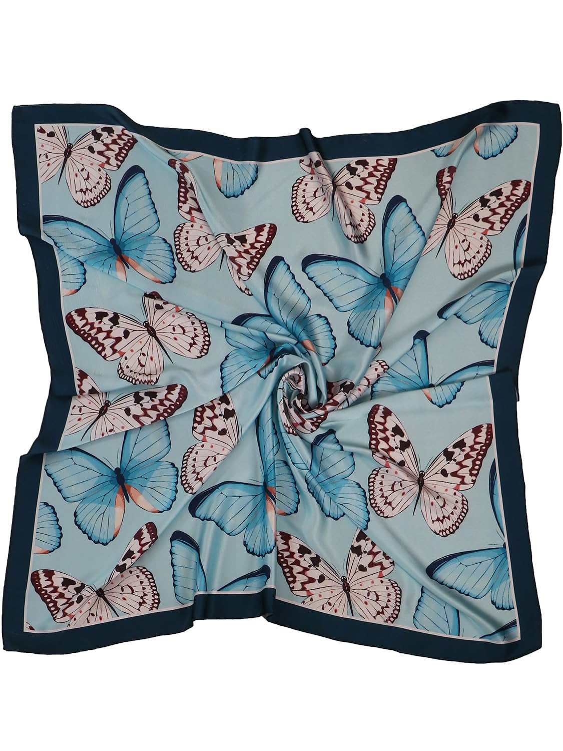 leeza store Women's Red & Blue Polyester Satin Silk Square Pattern Digital Printed Scarf || Dupatta || Stole || Beach Wear || Fashion Accesorries || Bandana || Head Scarf || Hair Wrap