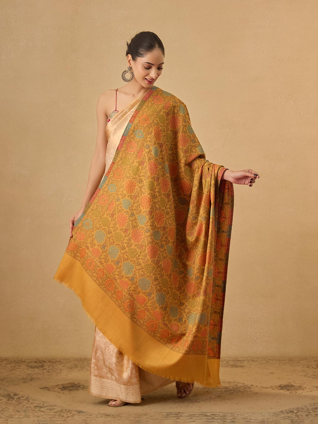 Pashmoda Women Nazrana Kashmiri Jamawar Woven Design Shawl (Size: 40x80in, 101x203cm) SECS57