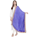 DUPATTA BAZAAR Woman's Royal Blue Bandhini Silk dupatta with Gotta Patti Border.