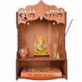 AR ART Beautiful Wooden Pooja Stand for Pooja Mandir and Temple, Wall Mounted for Office and Living Spaces, Size (L-10.5, W-8.25, H-14 Inch) (Light)
