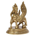 SVARUP Brass Kamdhenu Idol Kamadhenu Cow with Calf Surbhi Statue for Puja Home Decor Height 6.5 Inch