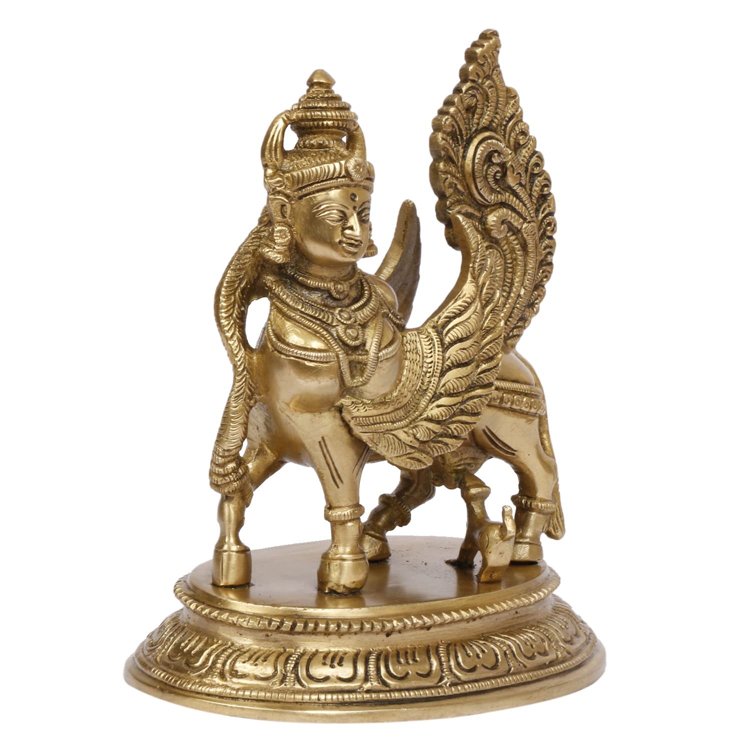 SVARUP Brass Kamdhenu Idol Kamadhenu Cow with Calf Surbhi Statue for Puja Home Decor Height 6.5 Inch
