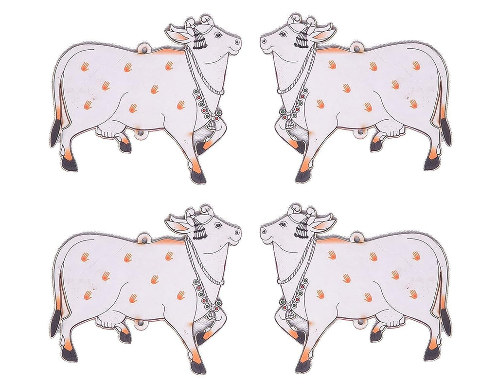 NNJ GROUP Pichwai Cow Design MDF Cutout for Diwali | Dussehra | Rangoli | Pooja | Festival Gift | Wedding Decorations (6 Pair) (12 Cow)