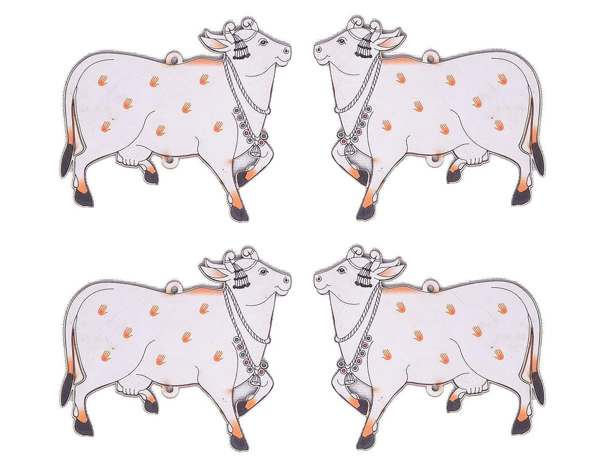 NNJ GROUP Pichwai Cow Design MDF Cutout for Diwali | Dussehra | Rangoli | Pooja | Festival Gift | Wedding Decorations (6 Pair) (12 Cow)