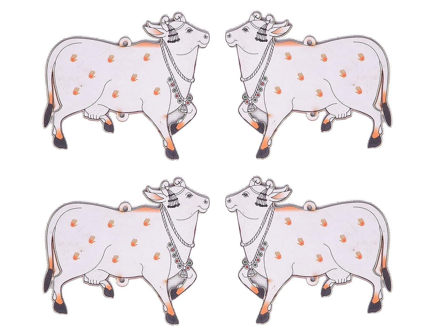 NNJ GROUP Pichwai Cow Design MDF Cutout for Diwali | Dussehra | Rangoli | Pooja | Festival Gift | Wedding Decorations (3 Pair) (6 Cow)
