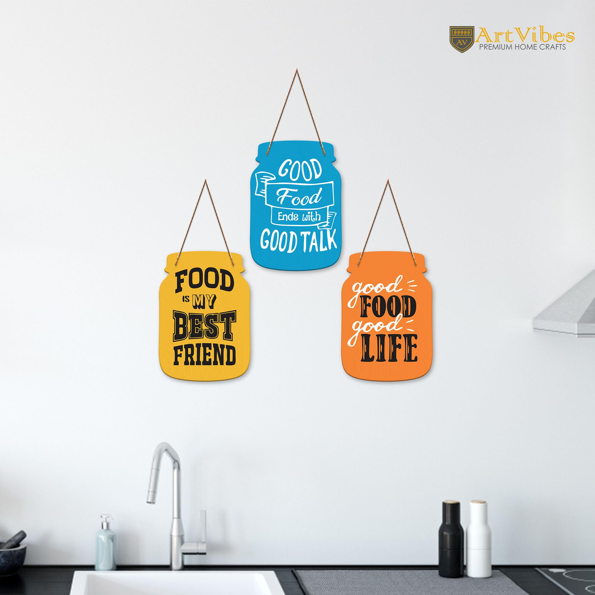 Artvibes Good Food Good Life Quote Decorative Wall Hanging Decoration item for Kitchen | Home Decor | House Warming Gifts | Kitchen Quotes Decor Item | Wall Decoration (WH_8924N)