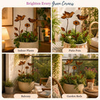 ATRANGI STUDIO Birdie Bloom Garden Stake - Set of 3| Handcrafted by Rajasthan artisans | Boho Garden/Balcony Decor | Easy to use in pots, patios, lawns | Multicolour