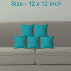 Trance Home Linen 100% Thick Cotton Printed 12x12 inch Cushion Covers for Sofa and Diwan | Throw Pillow/Small Cushion Pillow Covers (12x12 inch | 30cmx30cm, Slate Blue) – Set of 5