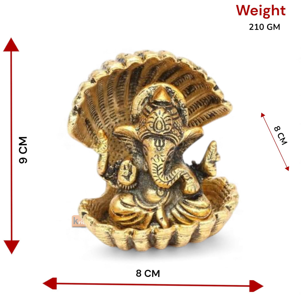 KridayKraft Aluminium Gold Plated Ganesha ji in Sheep Showpiece (Standard size)