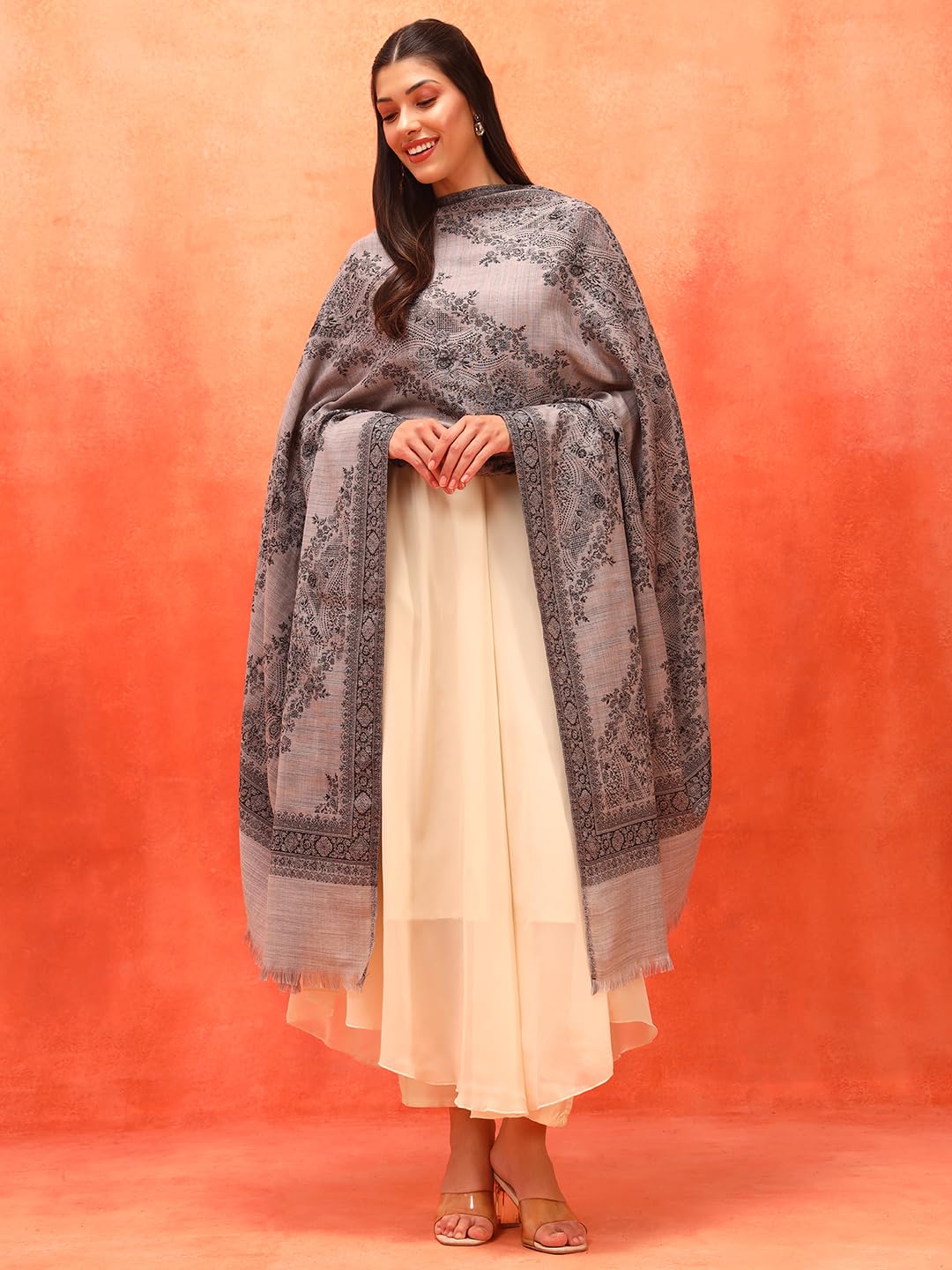 Pashmoda Women Kohsar Kashmiri Jamawar Woven Design Shawl (Size: 40x80in, 101x203cm) SECS53