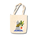 snapiq COTTON 350 GSM Canvas Tote Bag for Women and Girls Thick Fabric with Zipper (Beige, Bear Yoga)