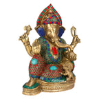 SVARUP Brass Ganesha Ganesh Idol for Home Decor Ganpati Statue Murti for Gift Height 13 Inch