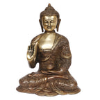 ARTVARKO Big Buddha Brass Statue Buddhism Life Sign Sitting Sculpture Feng Shui Idol Figurine Diwali Gifts Home Décor 12 Inch.