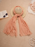 CrossKulture Crinkled PolyCotton Scarf - 180 x 90 cm Stole for Women | PolyCotton Scarf for Summers, Head Cover | Lightweight (Baby Peach)