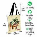 MY FAV Cotton Printed Canvas Tote Bag, for Travel,Yoga, Gym, Sports | Designer Shopping Bag | Compact, Lightweight and Eco-friendly - Capacity15kgs (6 Month Warrenty) - Pack of 2