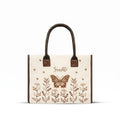 ECOCARRY Box Tote Bag for Women | Stylish Casual Shoulder Embroidered Cotton Canvas Hand Bag | Ladies Handbags for College Girls, Office Daily Use, Beach, Shopping, Travel | Off White Butterfly