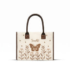 ECOCARRY Box Tote Bag for Women | Stylish Casual Shoulder Embroidered Cotton Canvas Hand Bag | Ladies Handbags for College Girls, Office Daily Use, Beach, Shopping, Travel | Off White Butterfly
